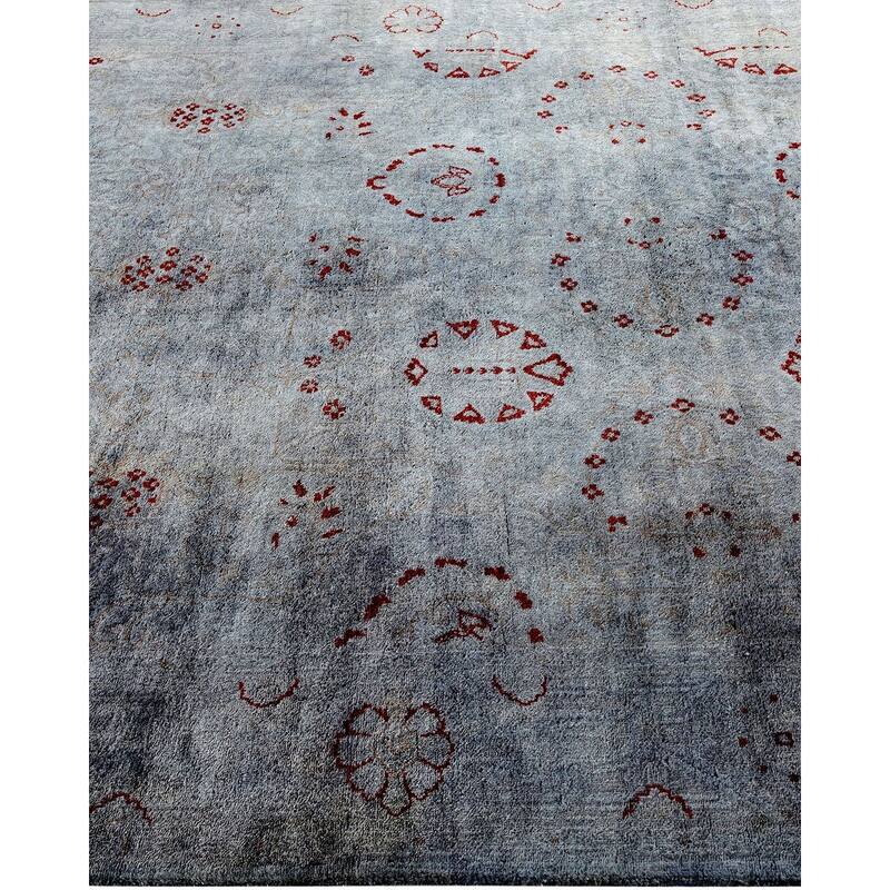 Overton Hand Knotted Wool Vintage Inspired Modern Contemporary Overdyed Gray Area Rug - 5' 2" x 7' 6"