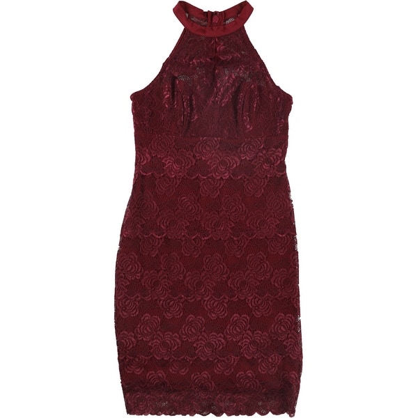 guess red bodycon dress Guess Los Angeles Women's Red with Black Lace Sheath Dress Size 4