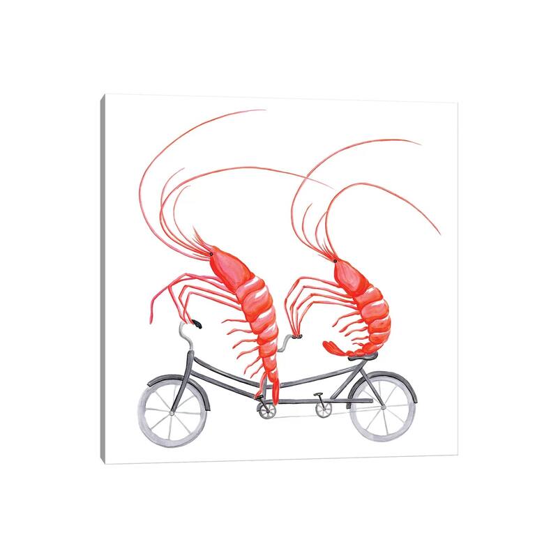 iCanvas "Shrimps On Bike" by Amelie Legault Canvas Print