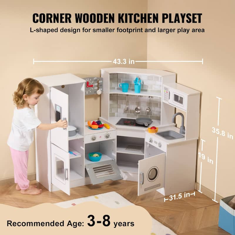 24 Piece Kids Kitchen Playset Cooking Play Toy with Storage Space Perfect Gift for Kids - 43.3 x 31.5 x 35.8 in