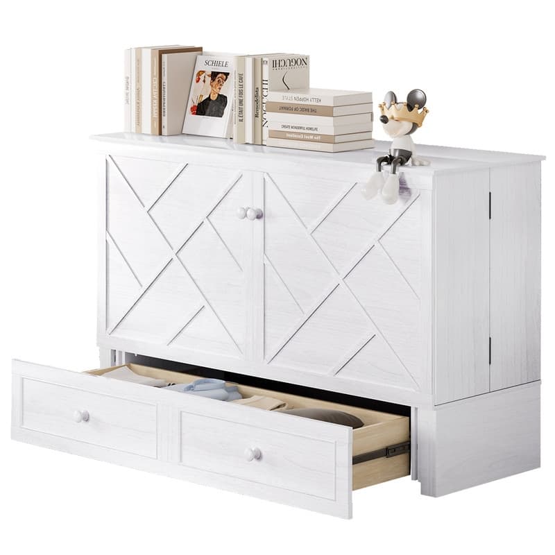 Mixoy Queen Size Murphy Bed Chest with Mattress and Storage