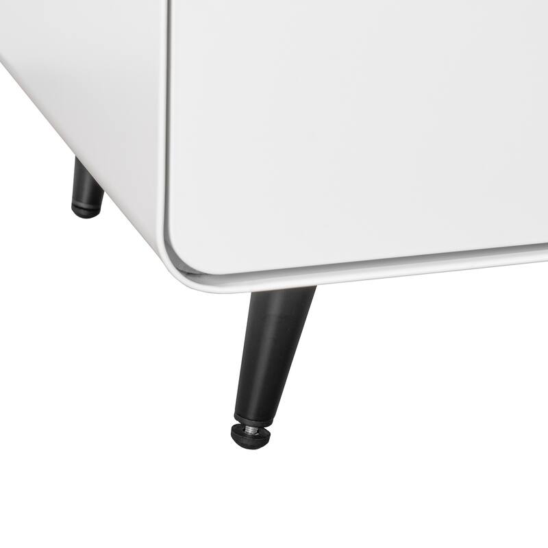 Modern Nightstand Storage Cabinet for Living Room Bedroom, Steel Cabinet with 3 Drawers,Bedside Furniture, Circular Handle