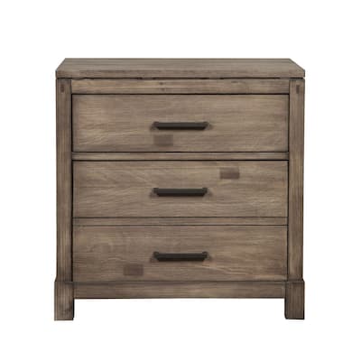 HomeRoots 26" Weathered Gray Two Drawer Wood Nightstand