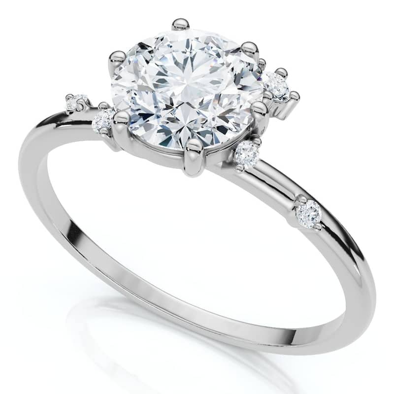 1Ct Diamond Flame Engagement Ring Gold Lab Grown EF/VS