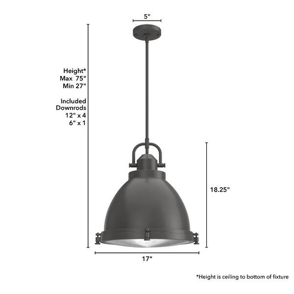 dimension image slide 1 of 3, Hunter Bridgemoor 18" 3-Light Pendant - Entry, Kitchen Island, Dining room - Modern Industrial, Farmhouse