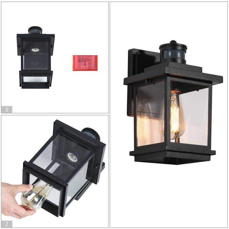 Modern Farmhouse Black 1-Light Wall Sconces Traditional Porch Patio Wall Lamps - L6.7"* W8"* H11"
