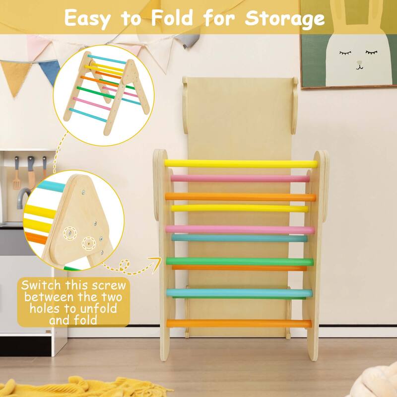 Costway 3-in-1 Kids Climber Set Toddler Wooden Play Arch with Sliding - See Details