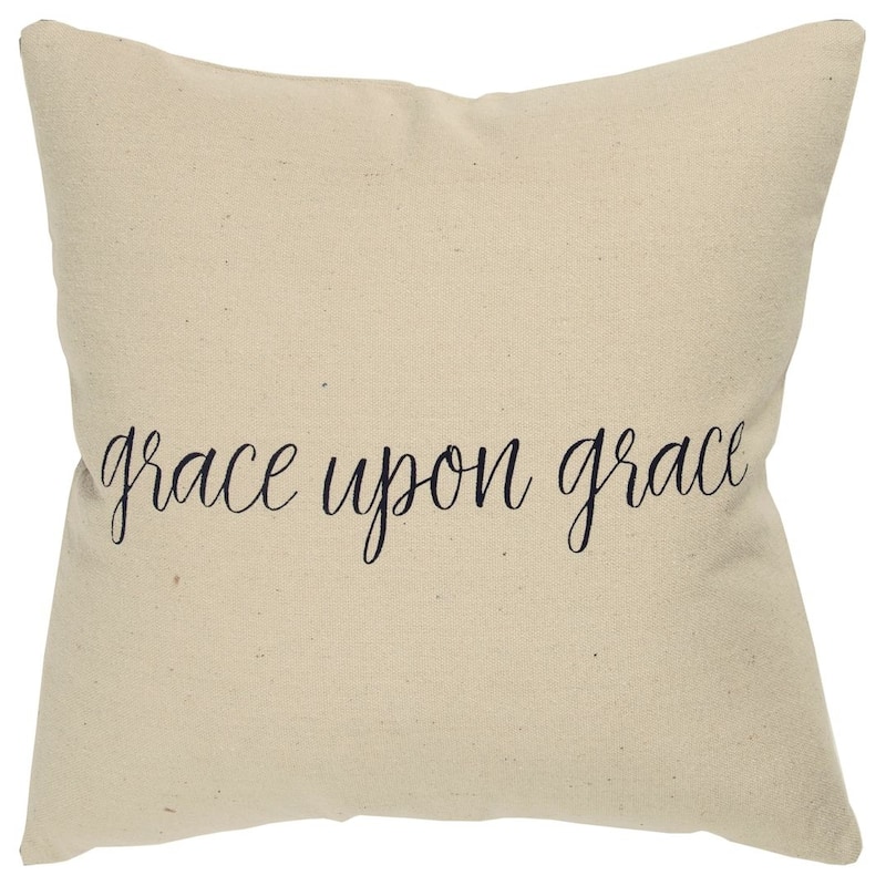 Natural "Grace Upon Grace" Decorative Pillow