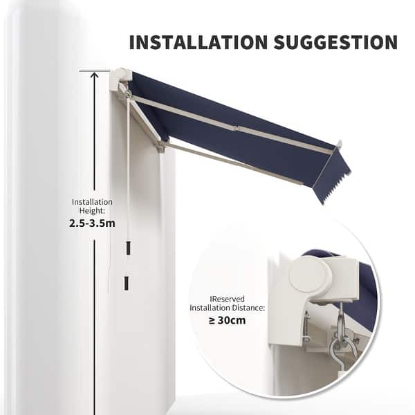 dimension image slide 0 of 4, Outsunny 10x8-foot Manual Retractable Sunshade Shelter Awning