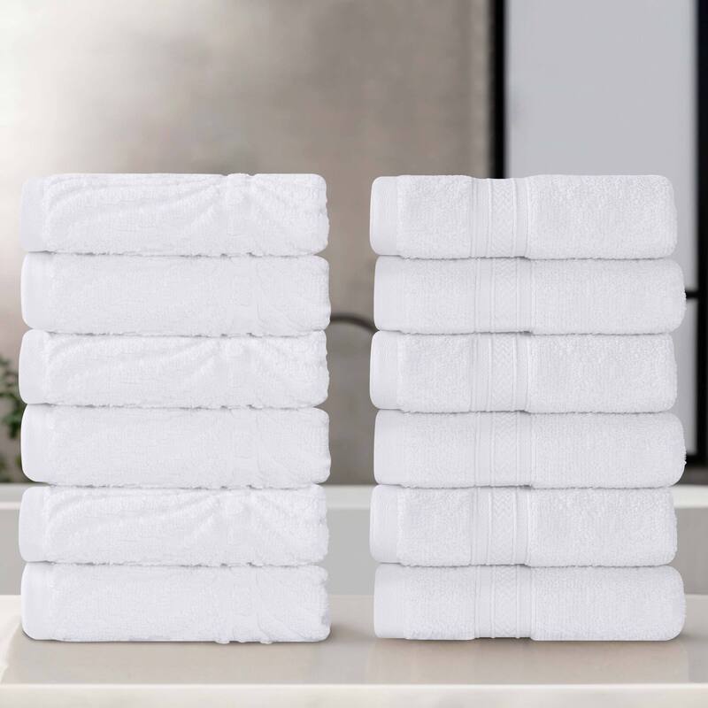 Superior Chevron Zero Twist Cotton Face Towel Washcloth Set of 12