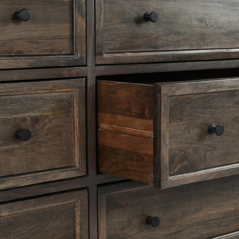 Classic Home Adelaide Nine-Drawer Mango Wood Dresser in Cocoa Brown