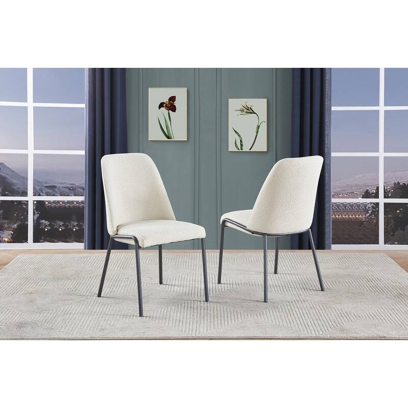 Best Quality Furniture Polar Fleece Side Chairs with Gray Painted Legs (SET OF 2) - Cream