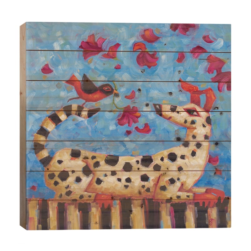 Diversions In Blue Print On Wood by Cindy Revell - Multi-Color - 26x26x1.5