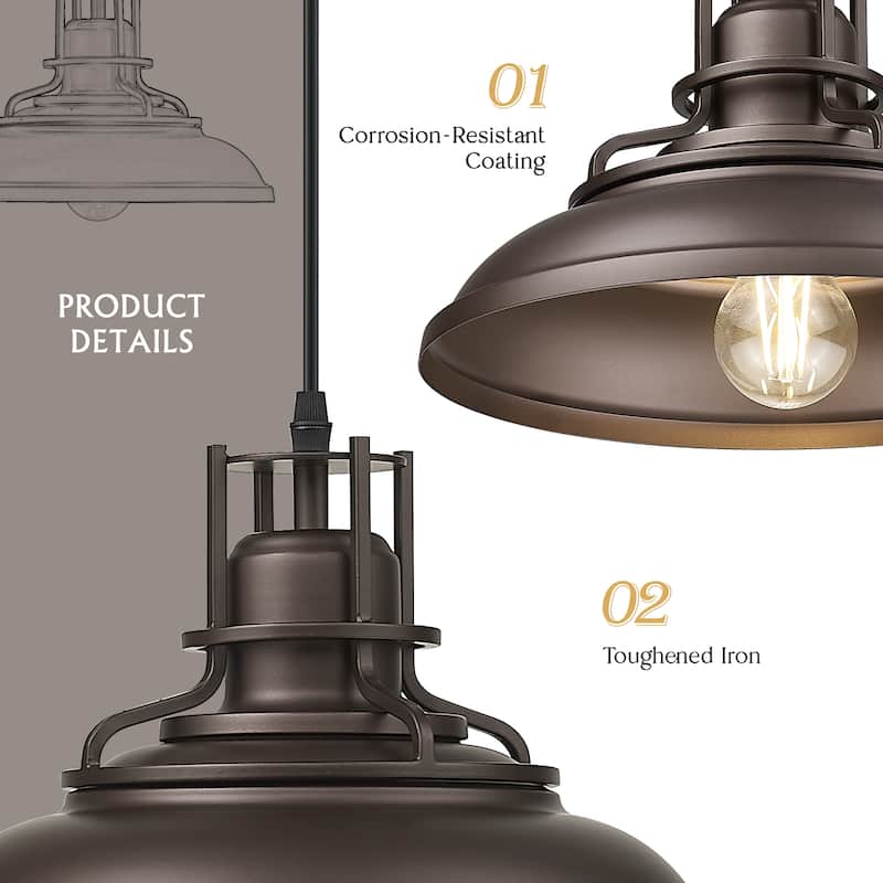Farmhouse Vintage Barn Pendant Light Oil with Rubbed Bronze Finish