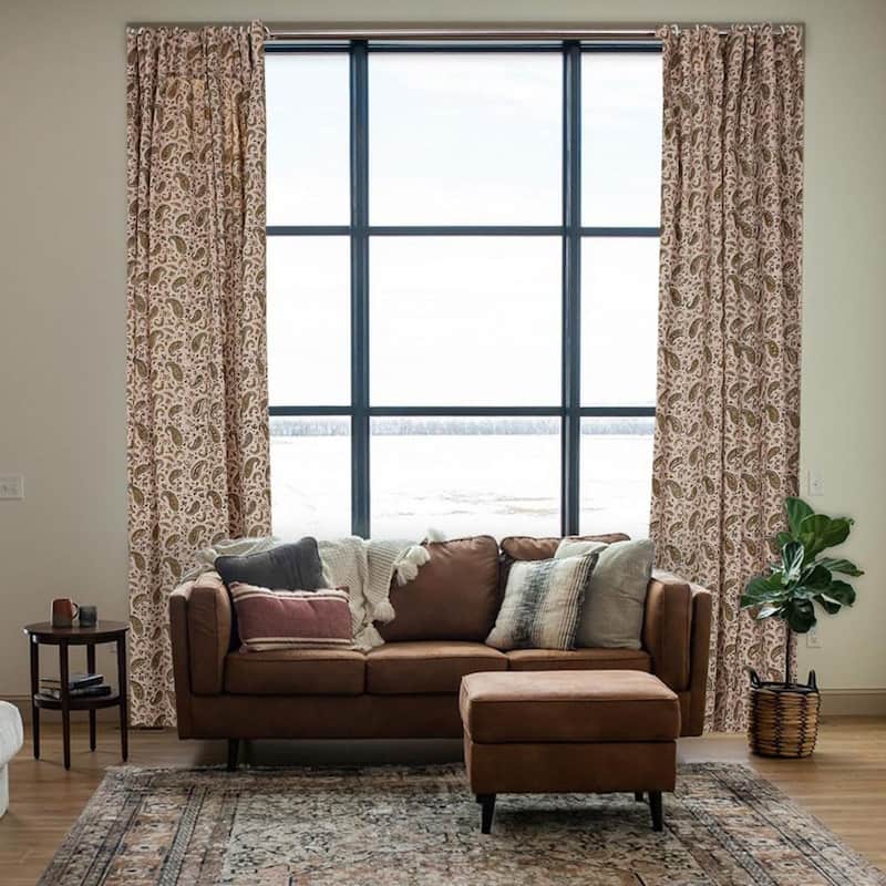 Fabdivine Block Print Curtain or Drape Decorative Home Accent Bed or Living Room