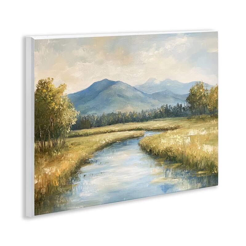 Stupell River Bend with Tall Grass Wall Plaque Art Design By Petal Prints Design