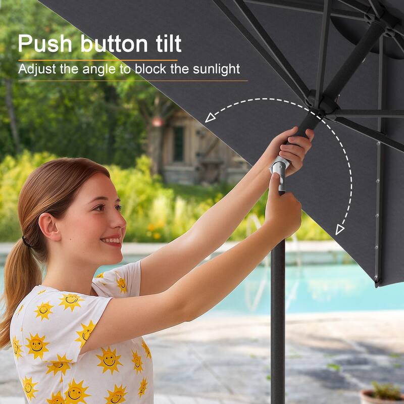 LIVOOSUN 6x9Ft LED Patio Umbrella Weather Resistant Table Umbrella