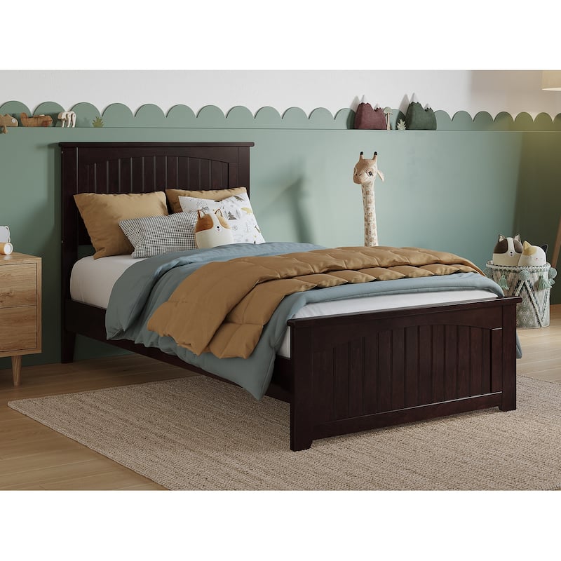 Naples Solid Wood Low Profile Platform Bed with Matching Footboard
