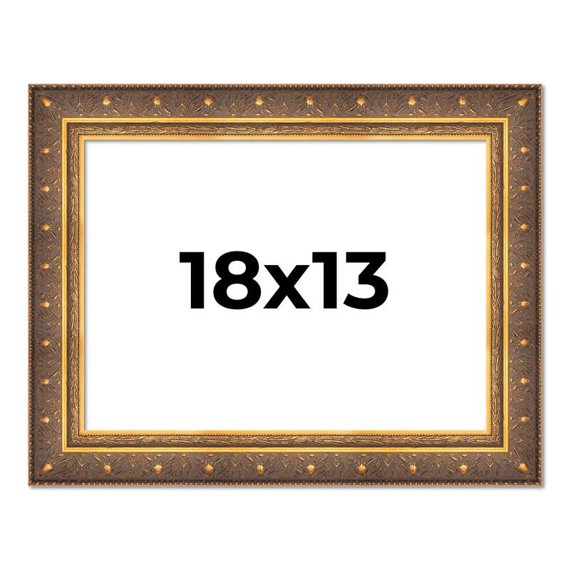 18x13 Frame Vintage Gold Solid Wood Picture Frame | 2.5 Inch Moulding