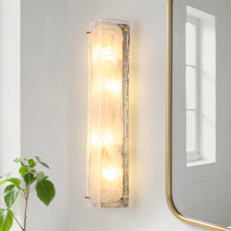 Modern Luxury 2/4 Light Rectangular Cloud Glass Wall Sconce