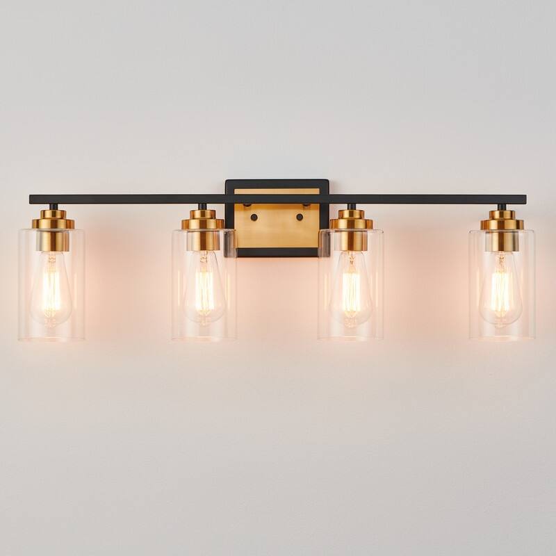 KAWOTI Rive 4-Light Dimmable Bathroom Vanity Light Antique Brass