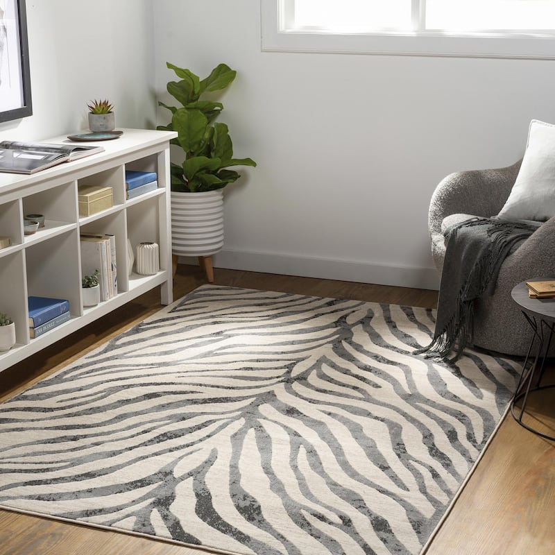 Livabliss City Minimalist Animal Area Rug - Charcoal/Beige - 3' 11" x 5' 7"