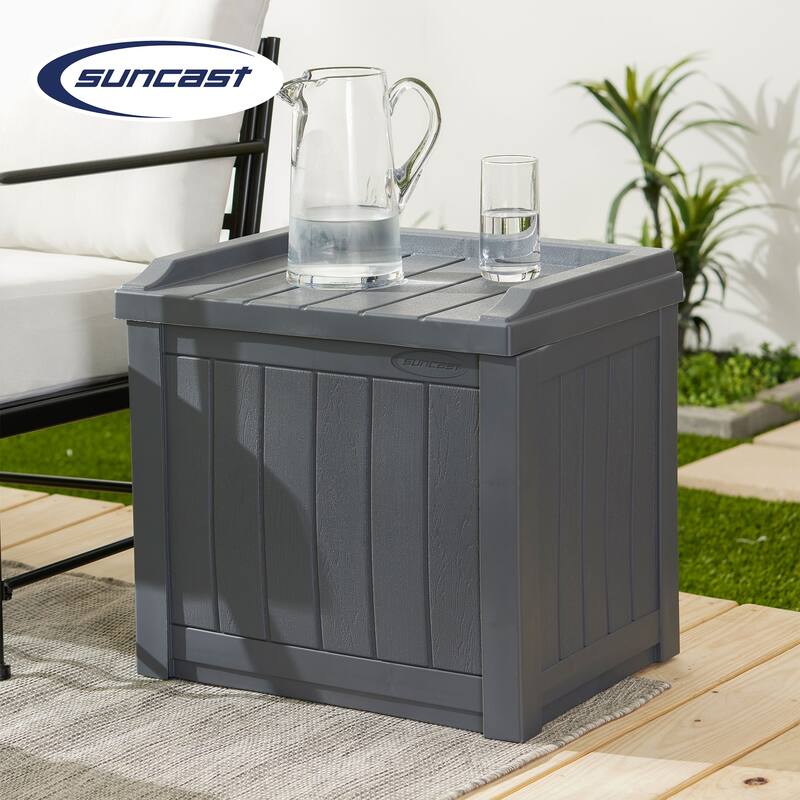 Suncast 22 Gal Outdoor Patio Small Deck Box w/Storage Seat, Cyberspace (3 Pack) - 17.5