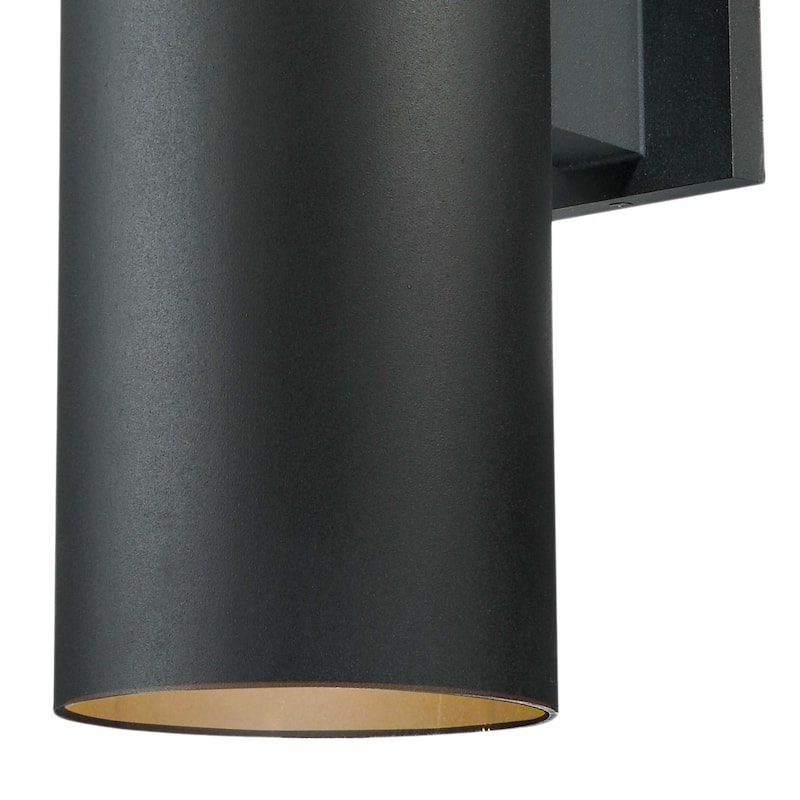 Volume Lighting 2-Light LED Black Outdoor Cylinder Wall Mount