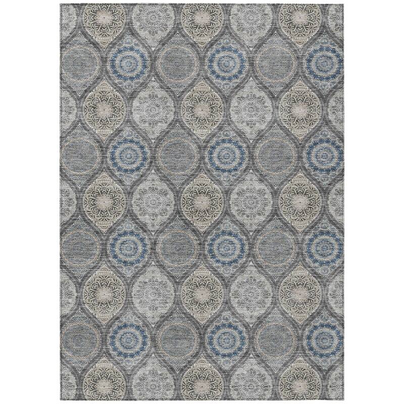 Machine Washable Indoor/ Outdoor Boho Mosaic Chantille Rug