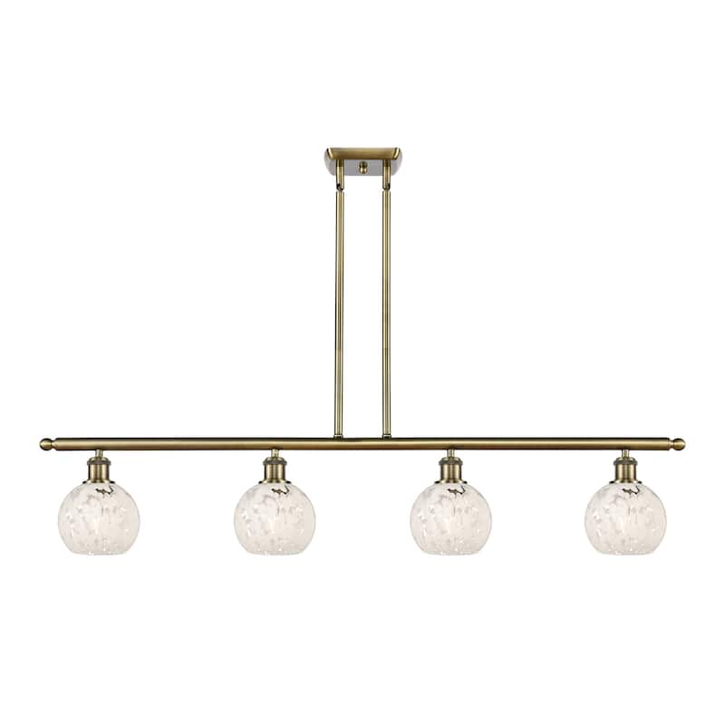 Innovations Lighting 516-4I-9-48-White Mouchette-Indoor Pendant White - Antique Brass / White Mouchette