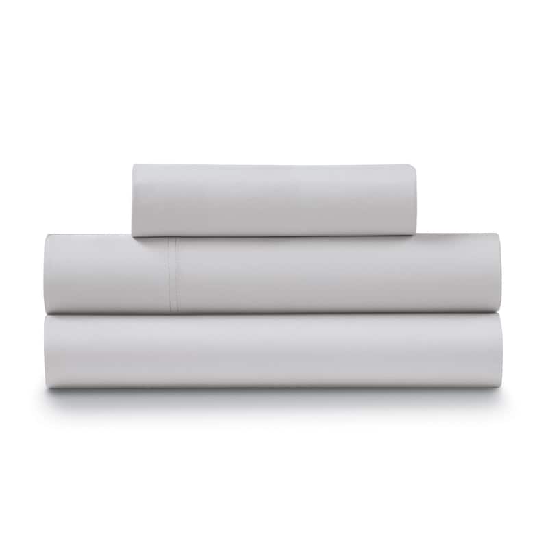 100% Cotton Percale Cool and Crisp Deep Pocket Sheet Set - Light Grey - Twin