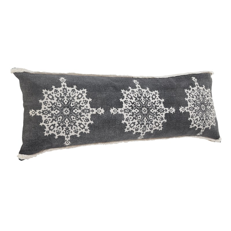 Sevita Casual Floral Mandala Medallion Lumbar Pillow with Tufted Border