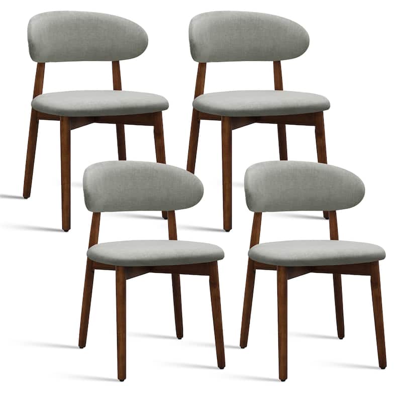 Set of 4 Armless Laurel Green Flannelette Upholstered Dining Chairs