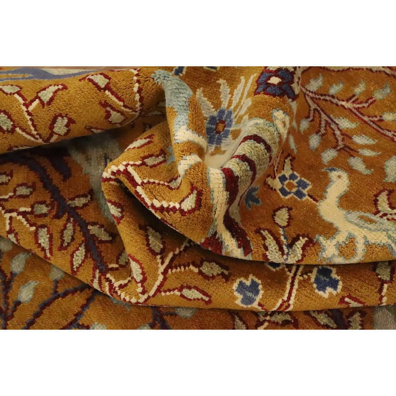Hand Knotted Oriental 100% Wool Carpet Traditional All-Over Oranges & Rust Ziegler Area Rug - 9' 11'' X 8' 1''
