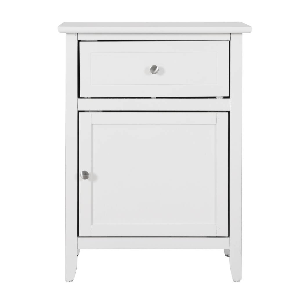 1-Drawer White Nightstand with Modern Classic Design and Storage, 25 Inch Versatile Bedroom Side Table