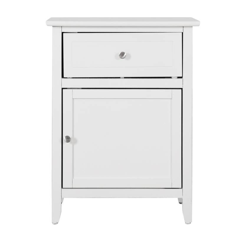 1-Drawer White Nightstand with Modern Classic Design and Storage, 25 Inch Versatile Bedroom Side Table