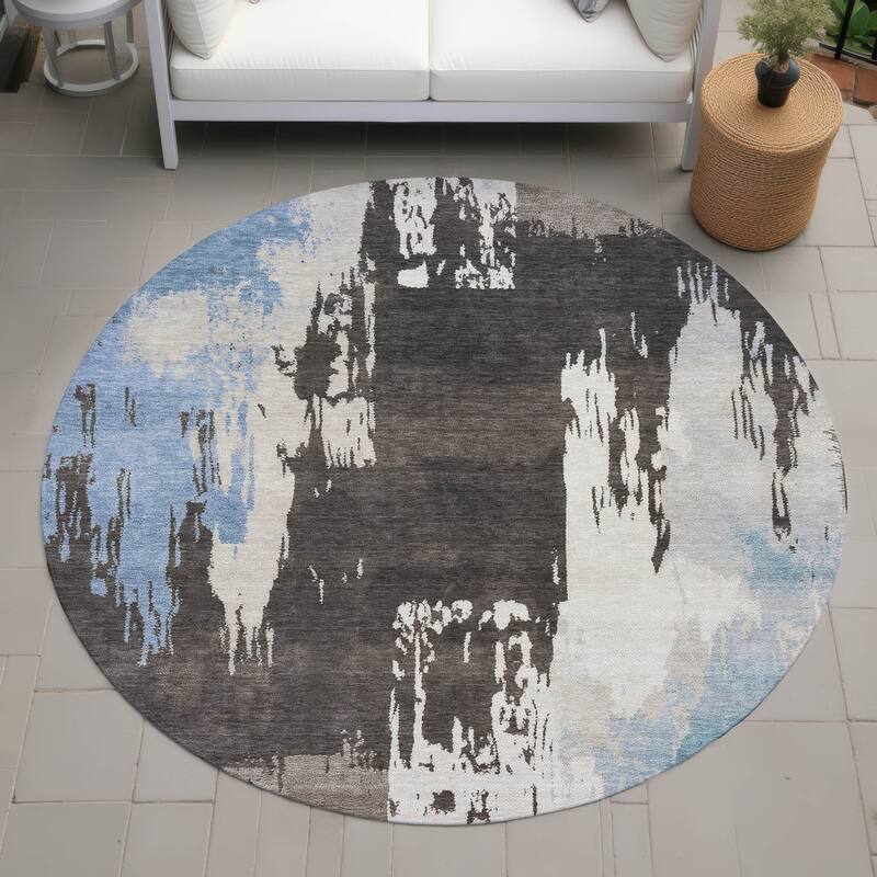 Machine Washable Indoor/ Outdoor Contemporary Fusion Chantille Rug - Brown - 8' x 8'