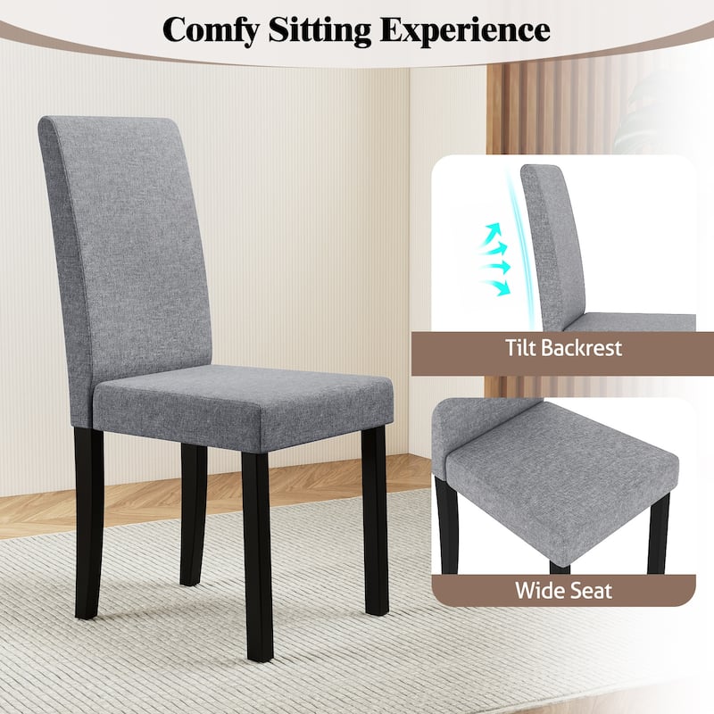 Gymax Dining Chair Set of 4 Fabric Upholstered Rubber Wood Legs Side
