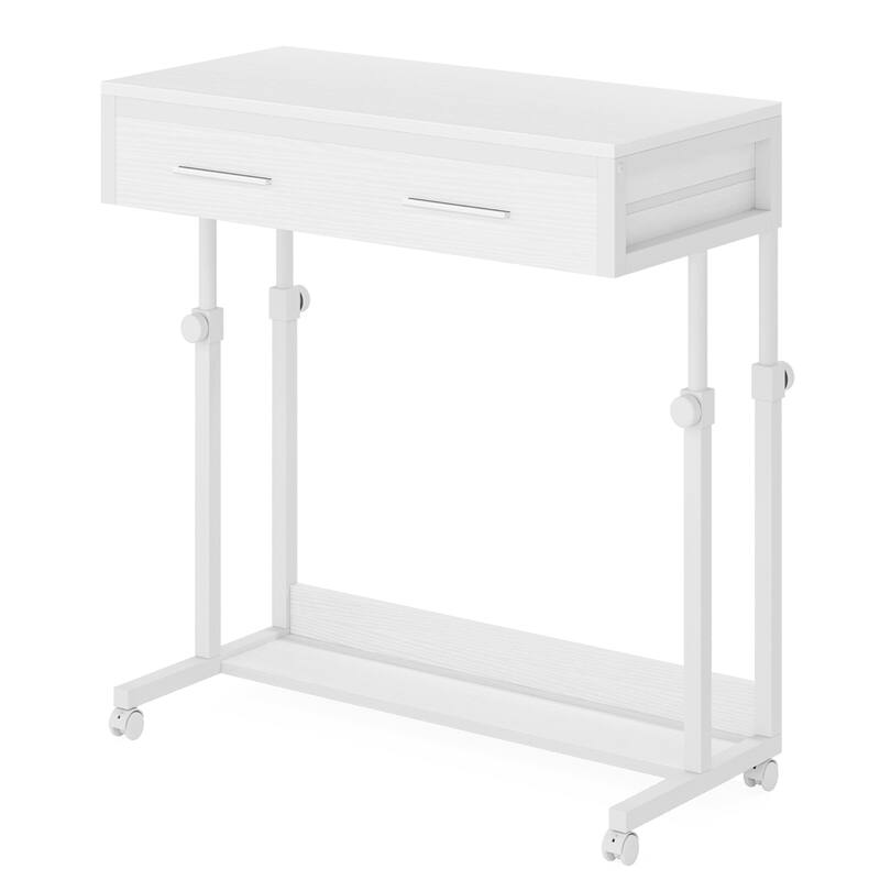 Portable Mobile Laptop Desk with Drawers, Rolling Standing Sofa Side Table for Home Office