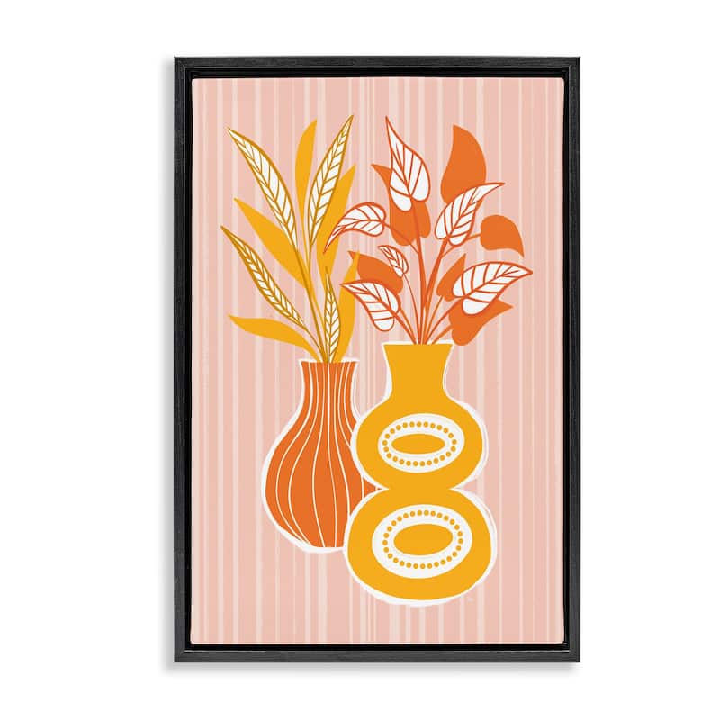 Stupell Orange & Yellow Vases Framed Floater Canvas Wall Art Design By Martina Pavlova - 17 x 25 - Black