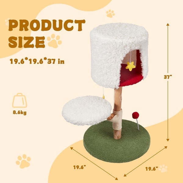 dimension image slide 4 of 12, EROMMY Cat Tree – Multi-Level Cat Tower with Sisal Scratching Posts & Swing Ball, Modern Cat Furniture for Indoor Cats