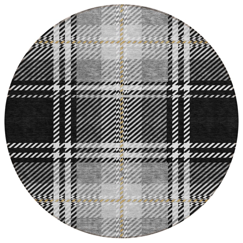 Machine Washable Indoor/ Outdoor Chantille Plaid Cozy Rug