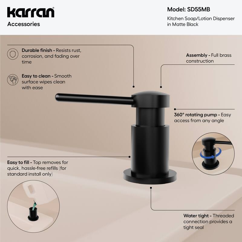 Karran SD55 Kitchen Soap/Lotion Dispenser