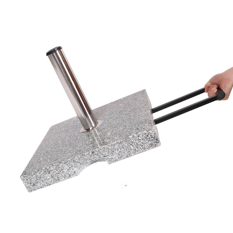 Mojave Outdoor Natural Grey Granite and Stainless Steel Umbrella Base by Christopher Knight Home