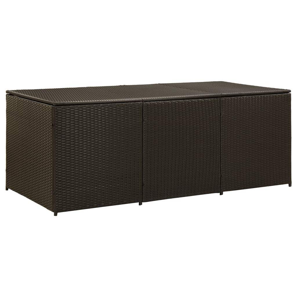 Outdoor Storage Box, Brown Rattan, 71 Inch Powder Coated Steel Frame