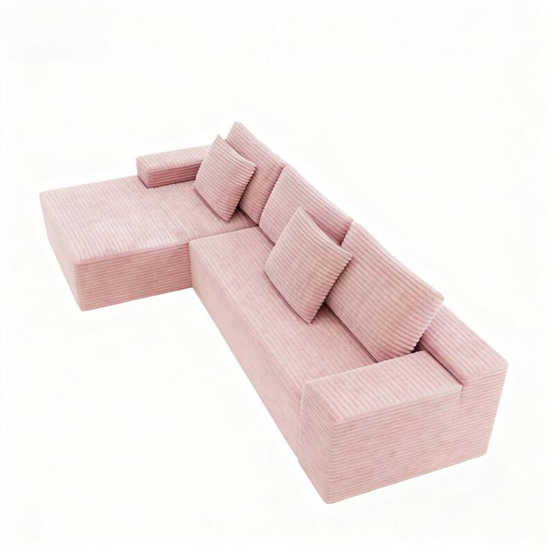 104" Sectional Couch with L-Shape Chaise, Modern Upholstered Couches with Deep Seat, Corduroy Sponge Compressed Sofa