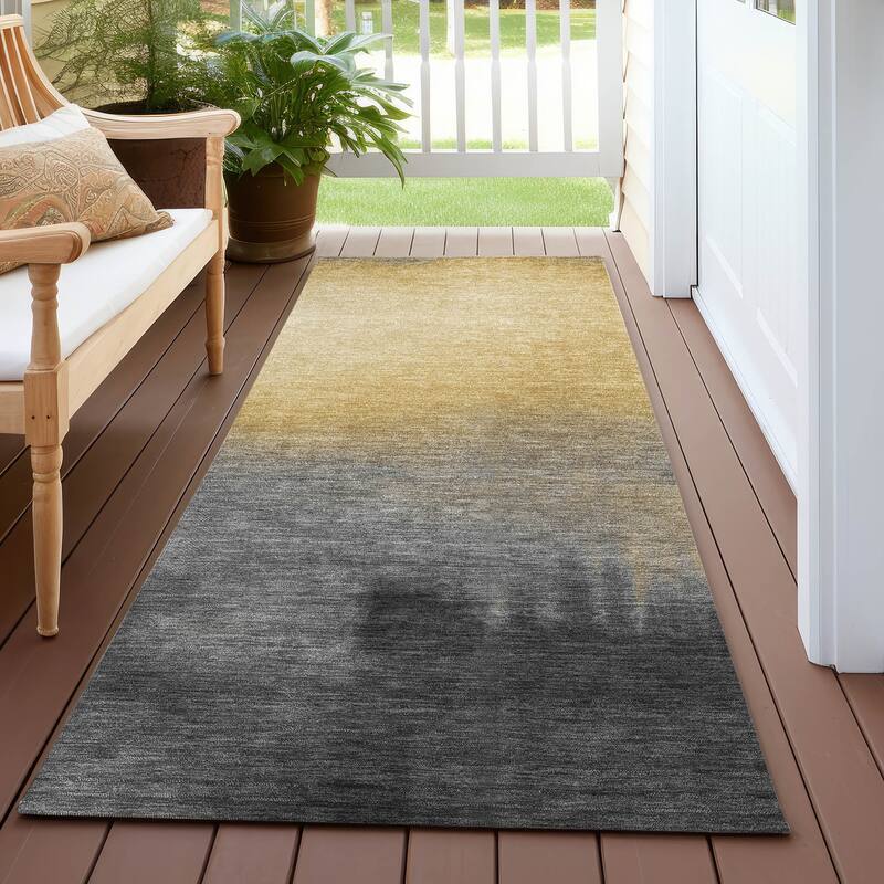 Machine Washable Indoor/ Outdoor Modern Dawn Chantille Rug - Granite - 2'3" x 7'6"