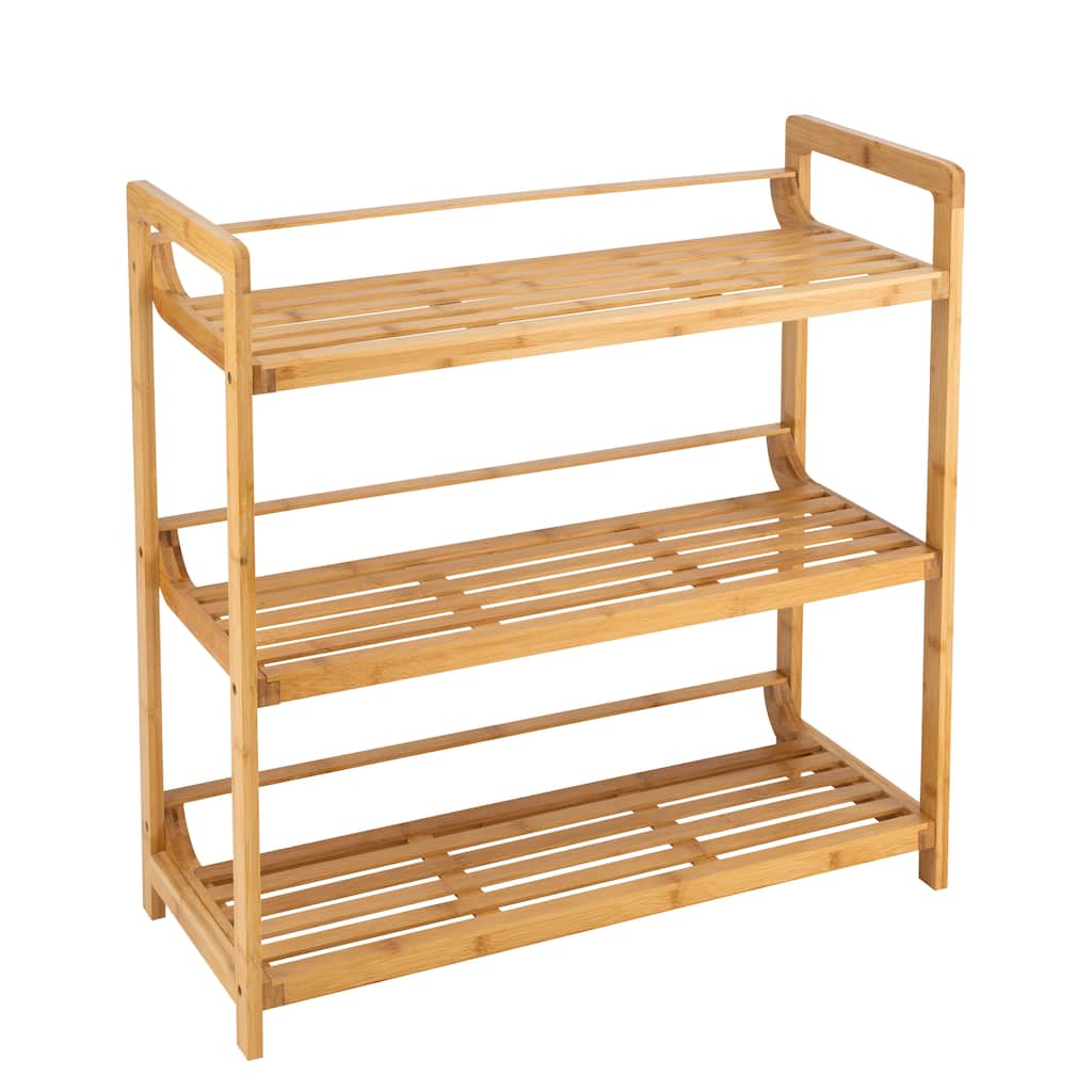 Organize It All Bamboo Double Wide 3 Tier Shelf - 27.75x12x27.75