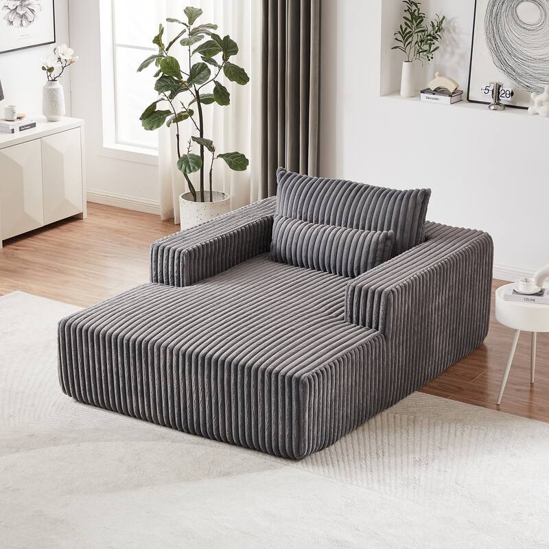 Modern 75" Corduroy Lounge Chair, Soft and Comfortable Sleeper Sofa with Pillow Support for Indoor Spaces