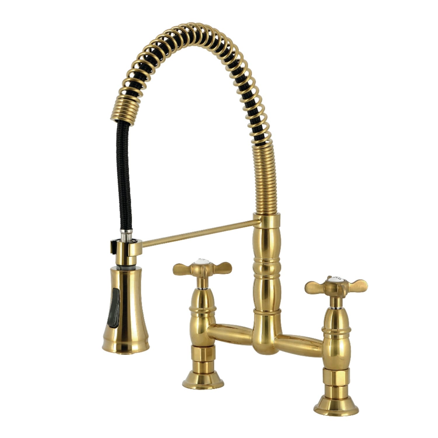 Kingston Brass Essex Double-Handle Wall-Mount Pre-Rinse Bridge Kitchen Faucet